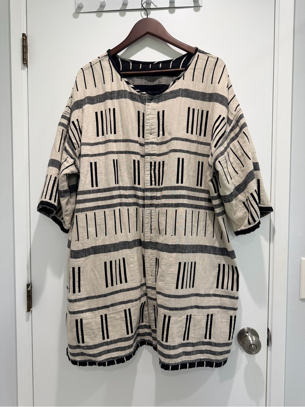Ace & Jig Black and Ivory Geometric Button-Front Coat - Picture 3 of 5
